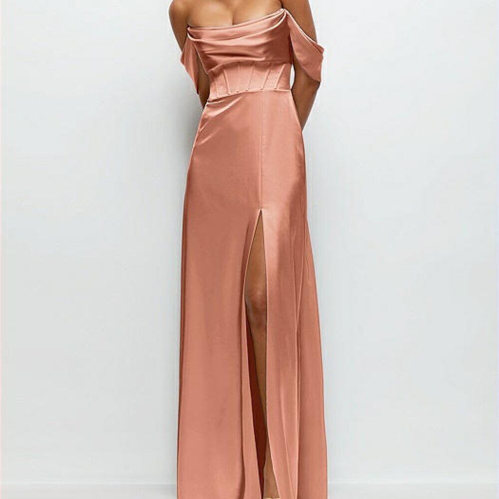 After Six Dress 6‎ Copper Penny Joelle Off Shoulder Satin Bridesmaid Prom